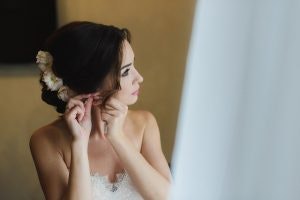 Bride getting ready for wedding