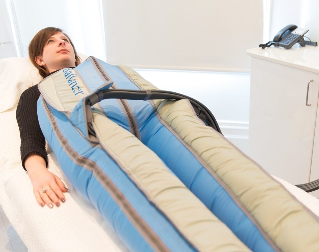 Woman receiving Pressotherapy